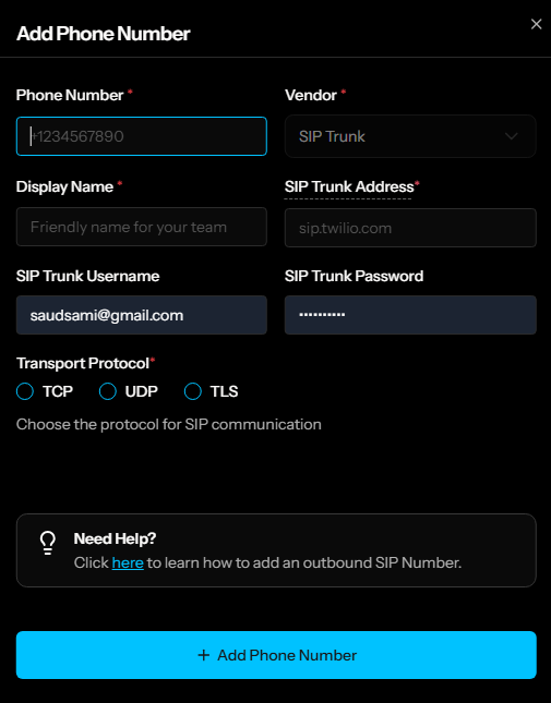 Import phone number