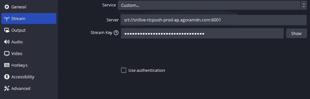 Server settings